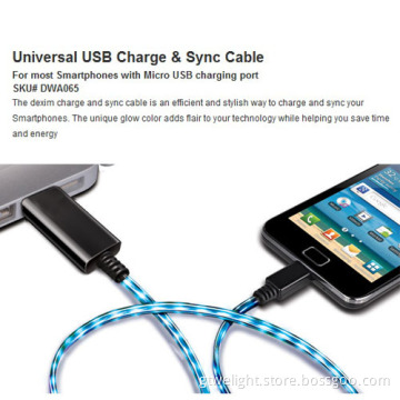 Visible Flowing LED Light up EL USB Charger Data Cable